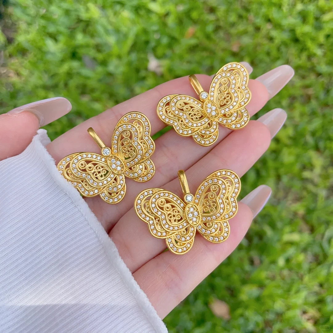 LBJ250712222花丝蝴蝶镶嵌吊坠模具 首饰模具 打金模具