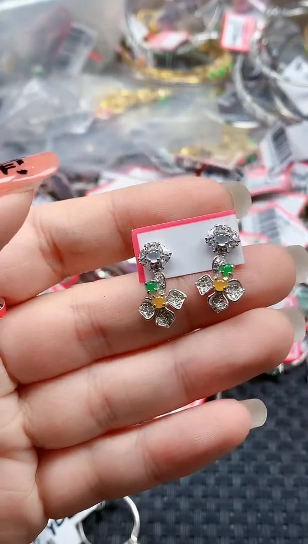 银S925镶嵌戒指翡翠天然A货缅甸翡翠