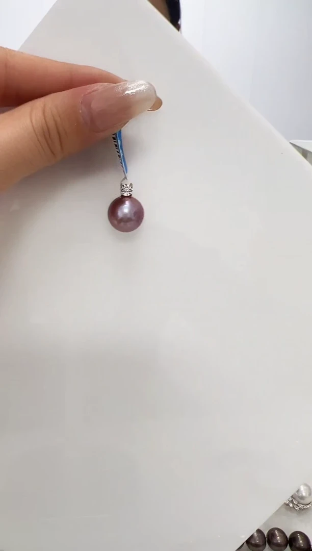 【闪购商品】淡水珍珠DA18K金镶嵌a168 紫珠吊坠 13