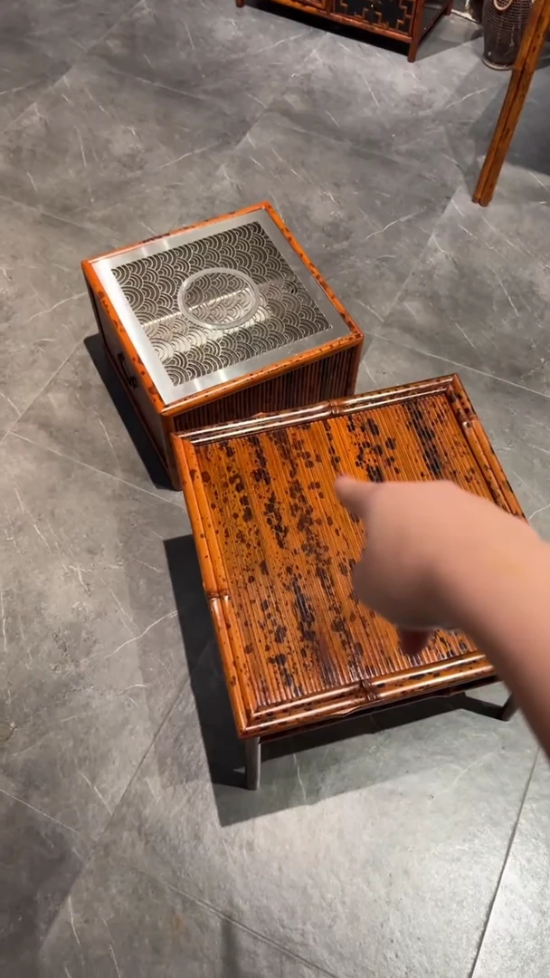 竹百**侵湘妃竹围炉两件套