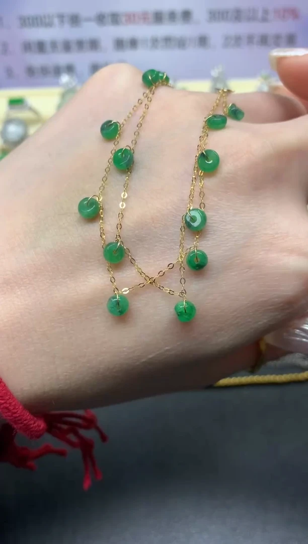 【闪购商品】翡翠手链18K金镶嵌手链|599