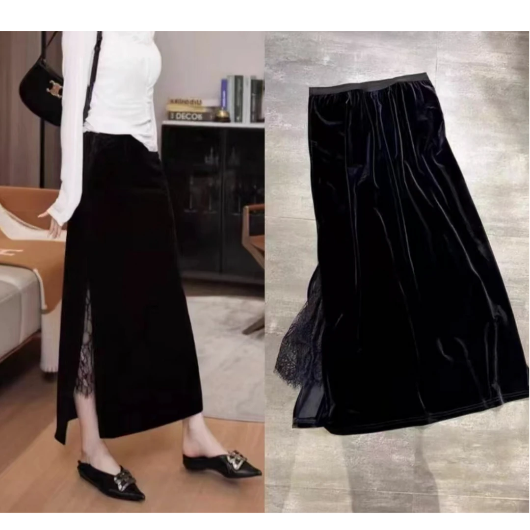 气质百搭丝绒半身裙{水/晴/俊}