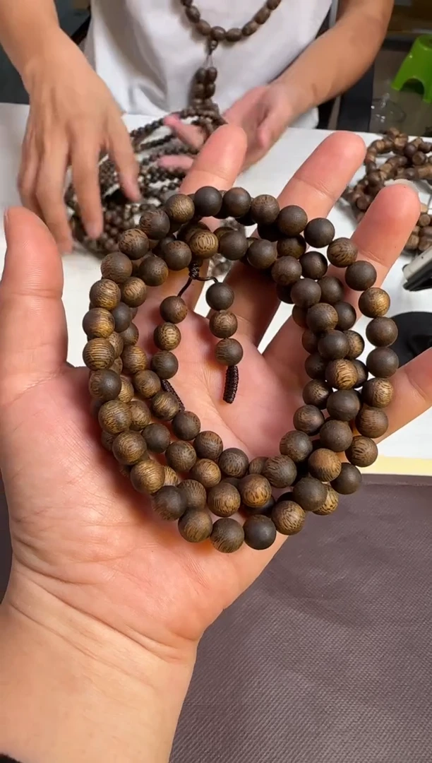 沉香手串99沉陆河县糖化奇楠（命根子）圆珠8mm108颗30g+多样性发1