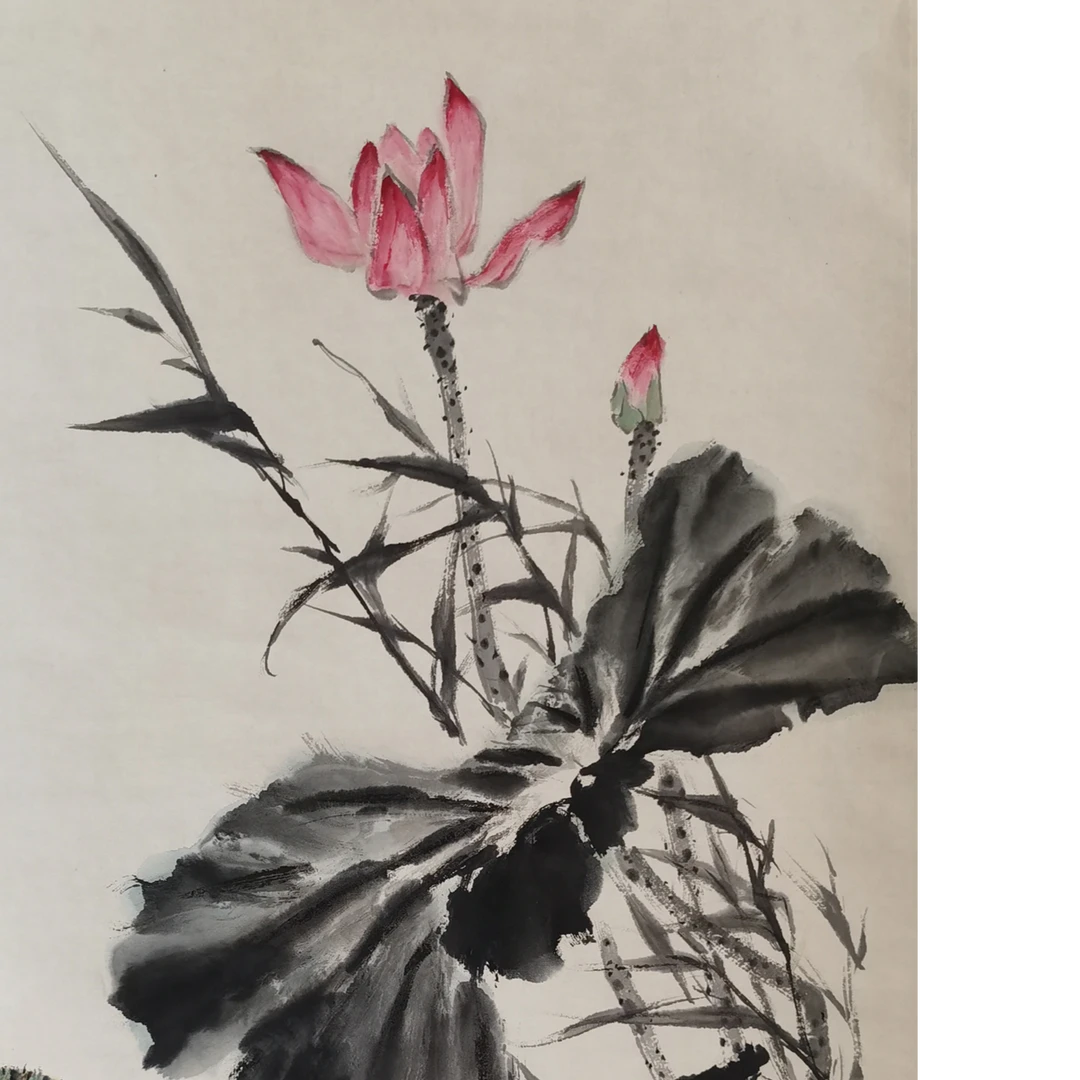 【辽拍】V250709-2-243《荷花》（2.8平尺）纸本镜片 lj1219