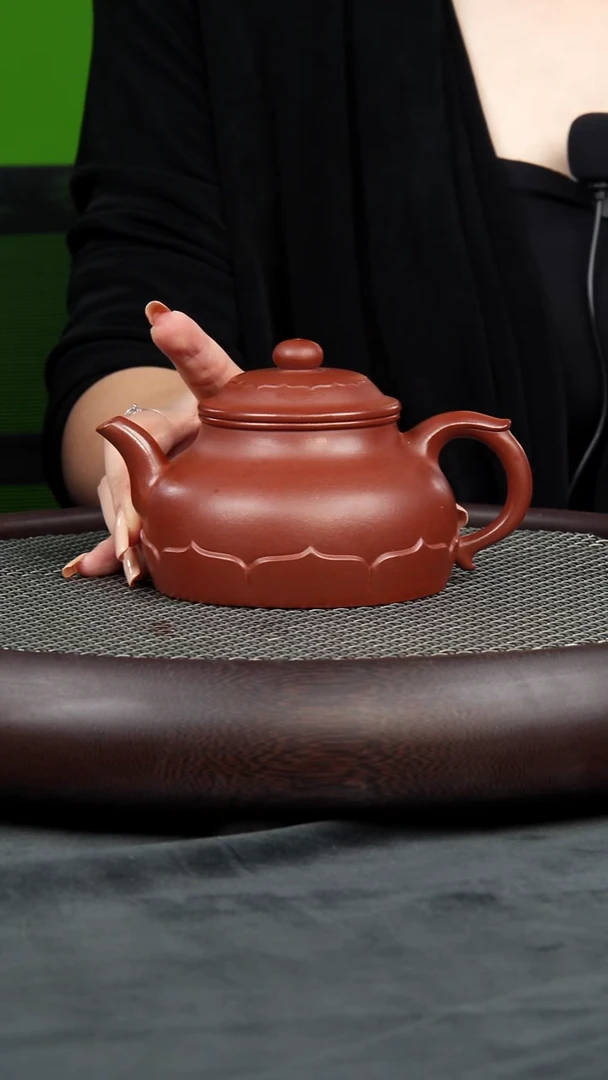 茶壶紫砂22 王正红 莲韵 红皮龙 340毫升