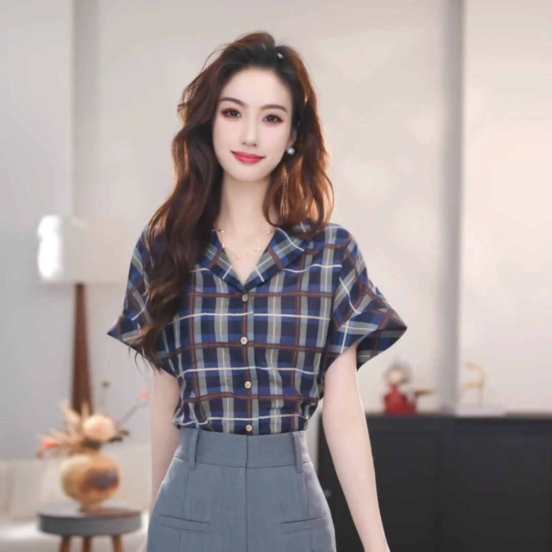 AMASS/阿玛施新款衬衫新潮风衬衫短袖女士休闲上衣百搭530066