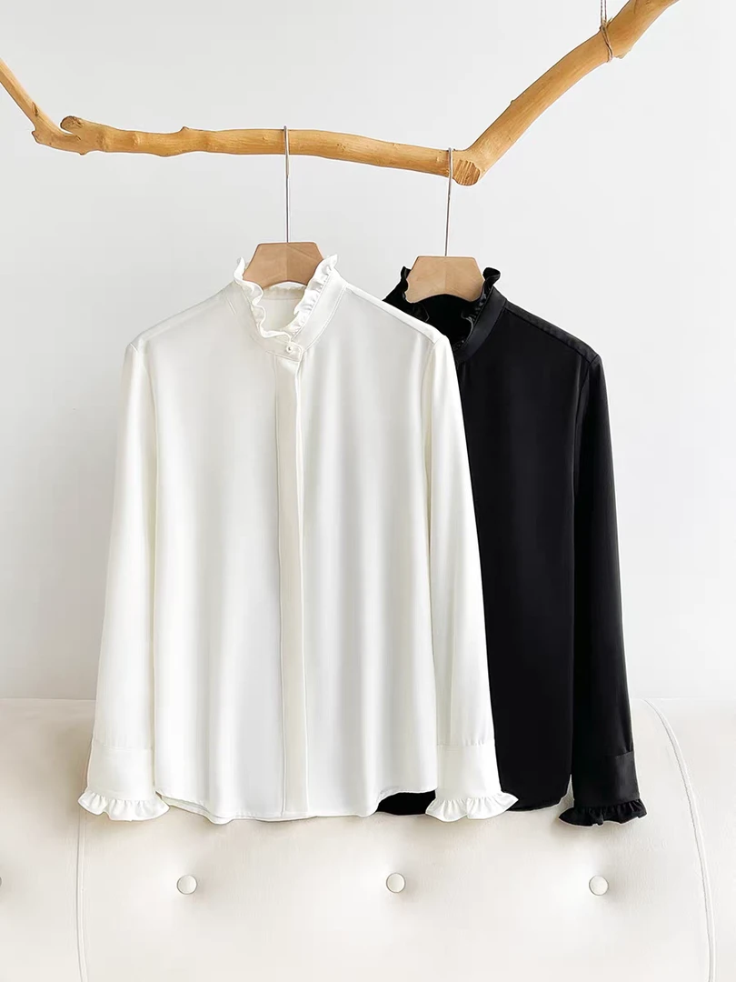 剀剀莉（木耳领衬衫）新款白黑两色气质时尚修身显瘦百搭款小香衬衣