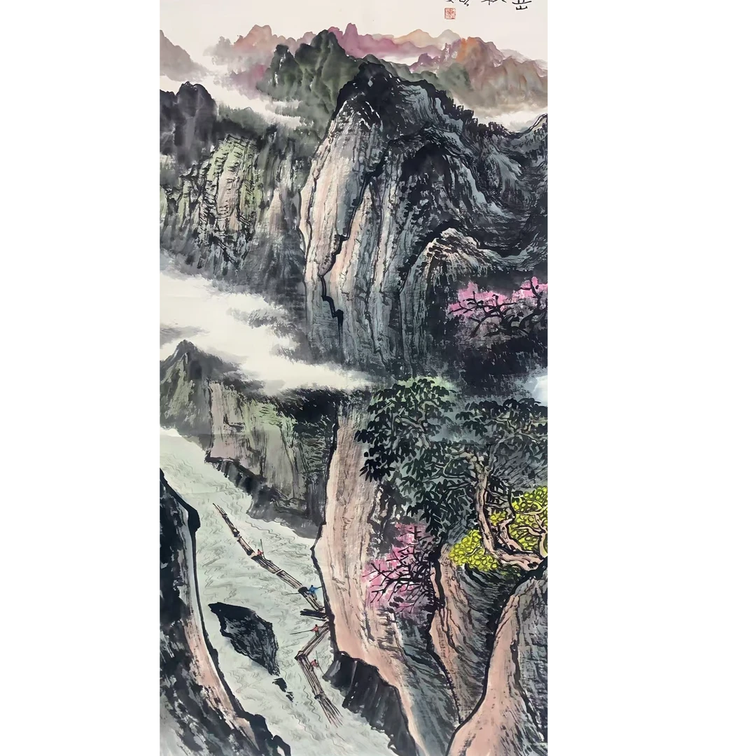 海霞款 山水立轴 135 65 7.8平尺