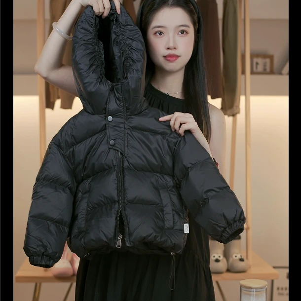 【QX】男女童冬季时尚简约韩版保暖加厚纯色连帽羽绒服宝宝儿童