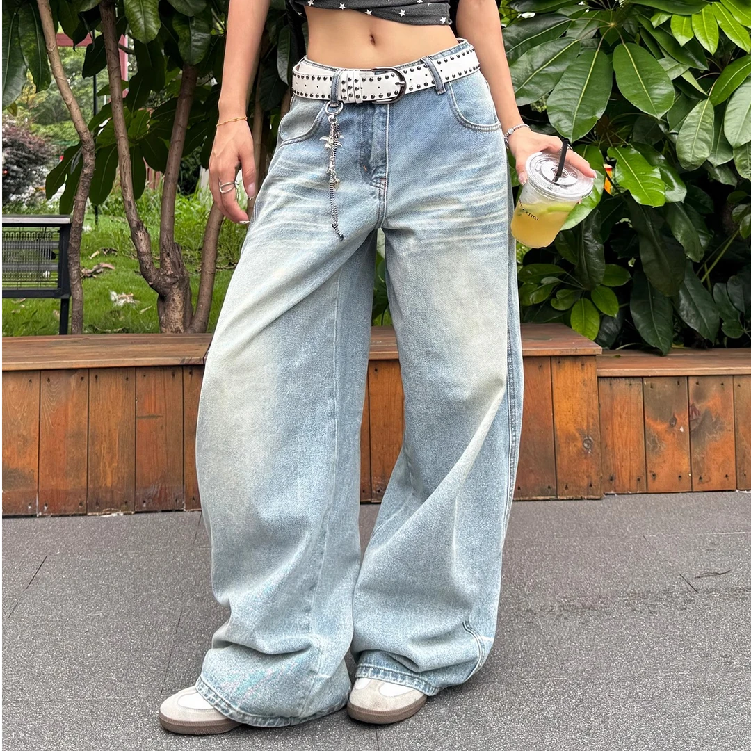 百搭牛仔裤女裤子秋季2025新款宽松小个子女款通勤显瘦休闲阔腿裤