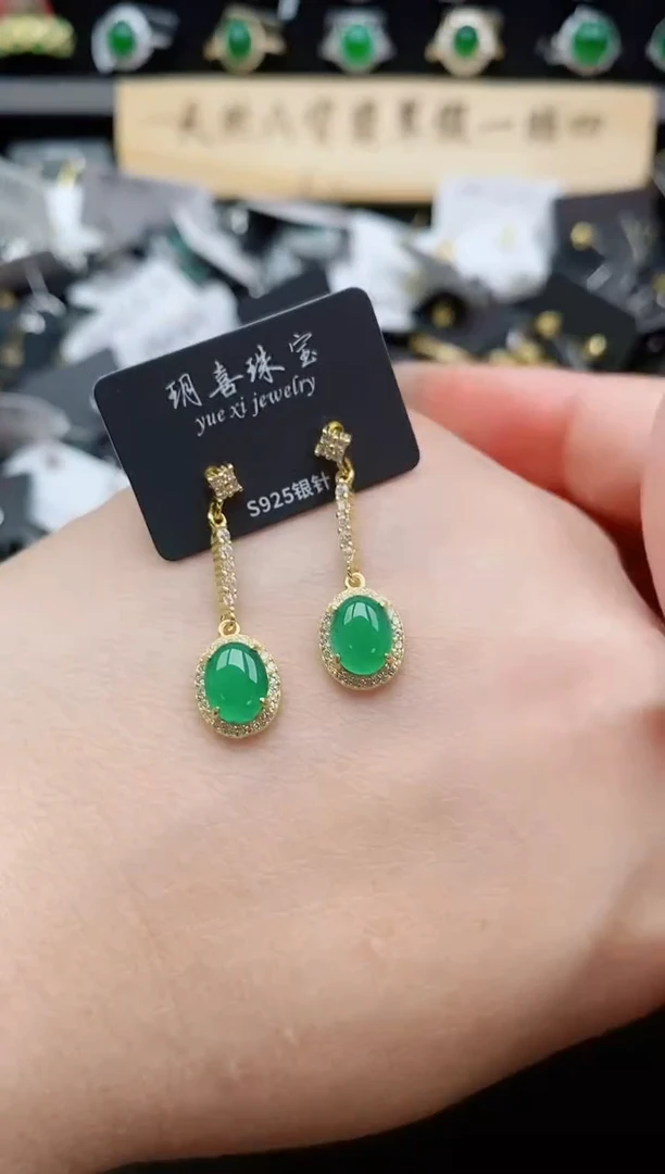 银S925镶嵌戒指翡翠1