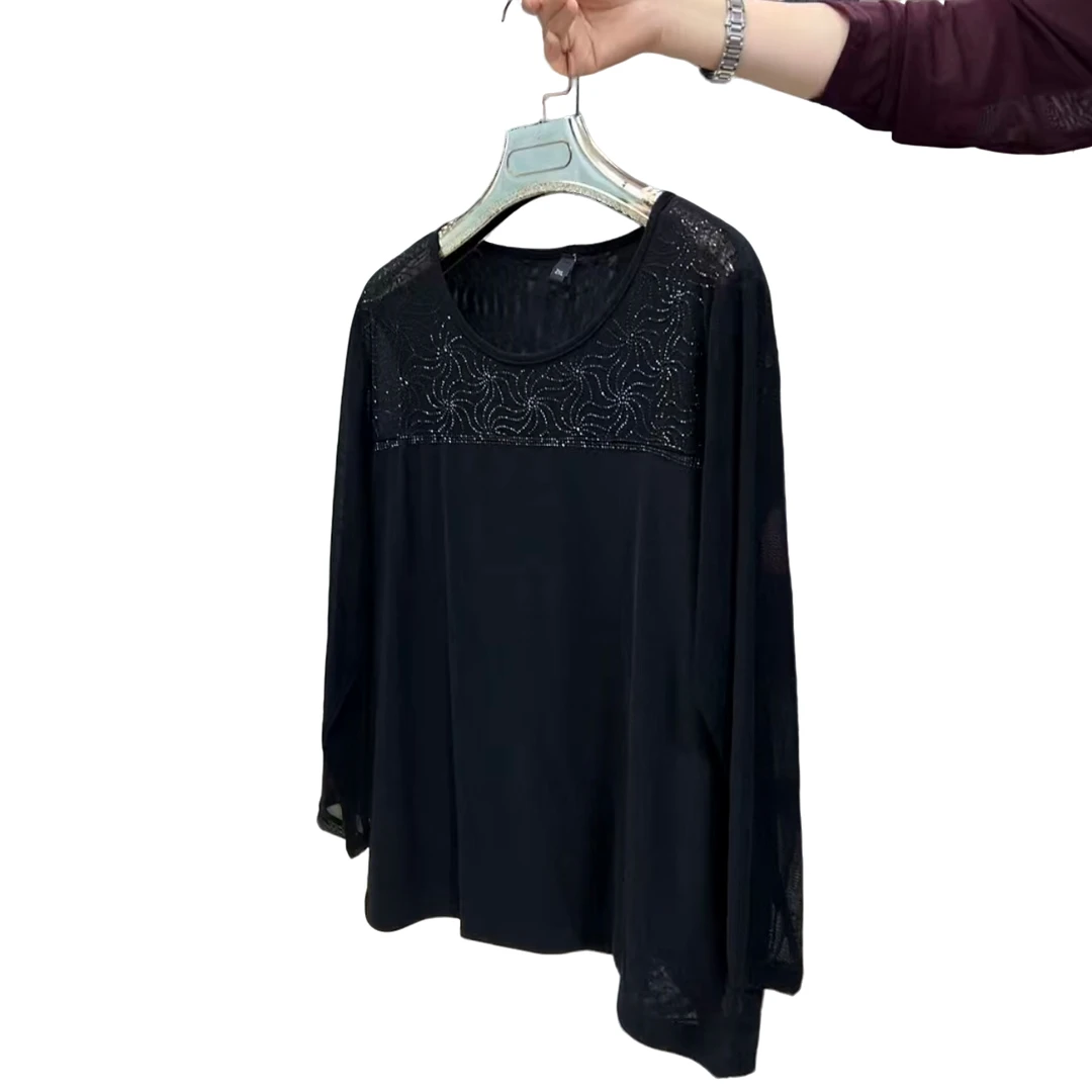 2976新款大码圆领宽松百搭纯色时尚长袖上衣