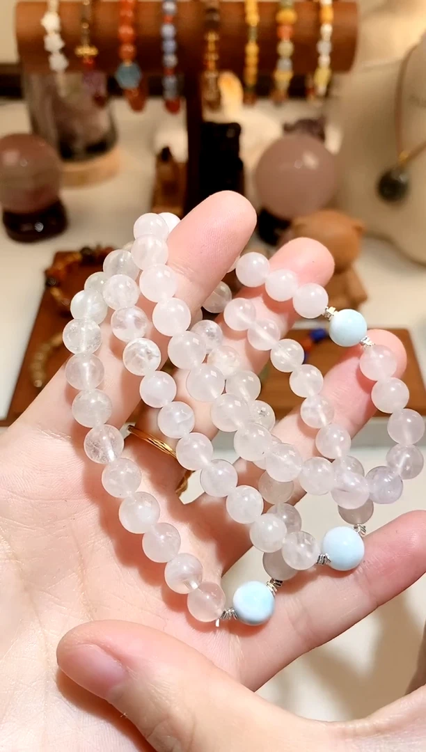 银S925镶嵌手链水晶雪花幽灵diy手串