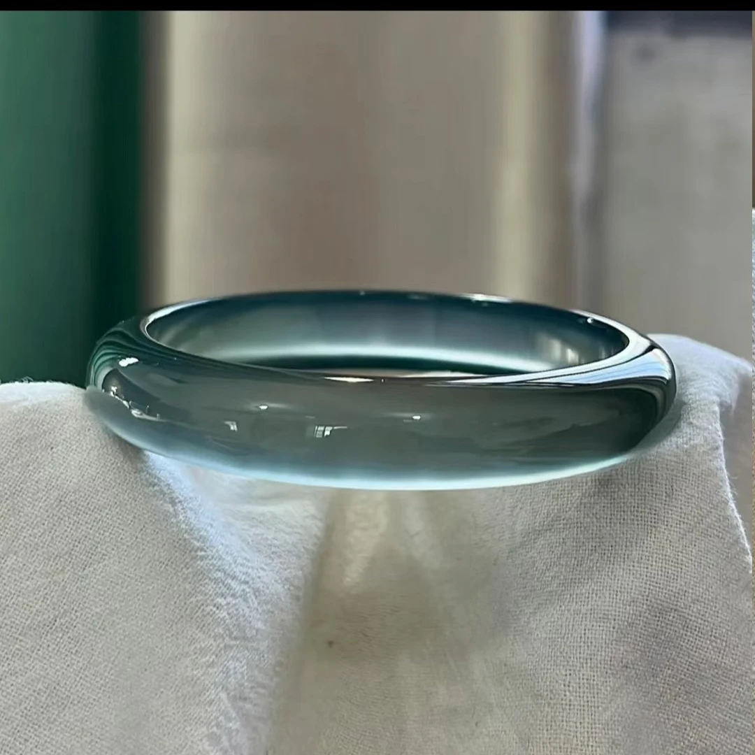 库里蓝正宗马料玛瑙手镯女式正圈蓝水玉石手镯高冰玉髓多样性发一