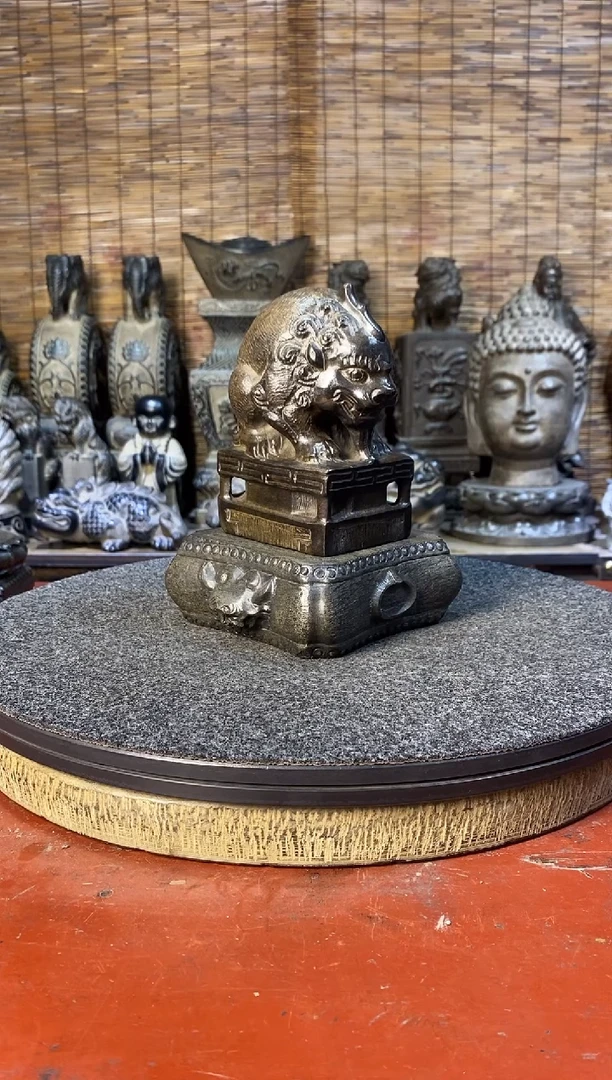 石材天然青石石雕吸水兽+底座一套