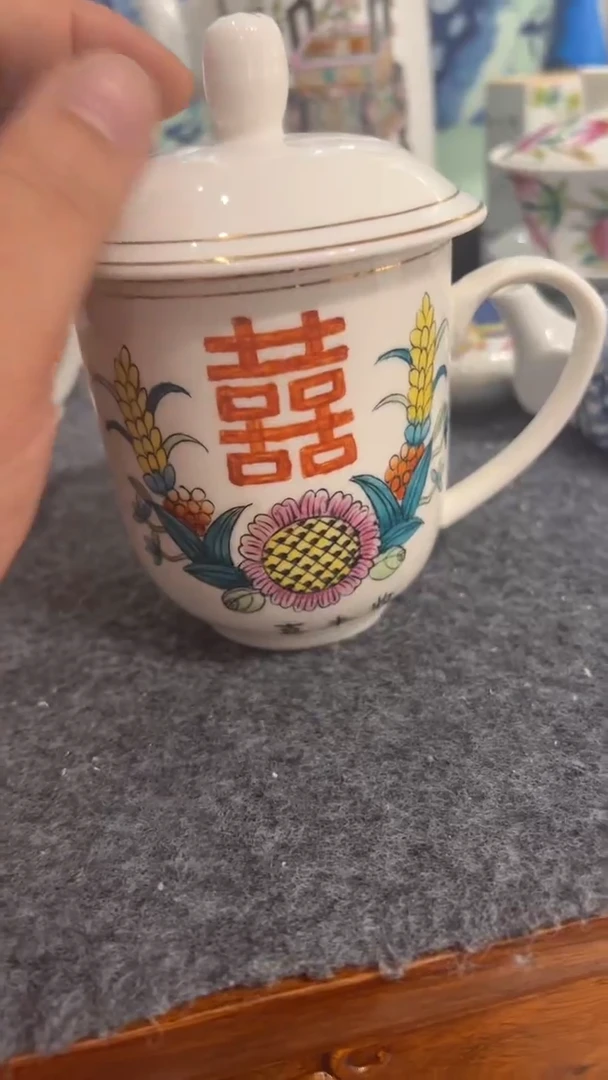 摆件瓷摆件瓷摆件喜丰收办公杯