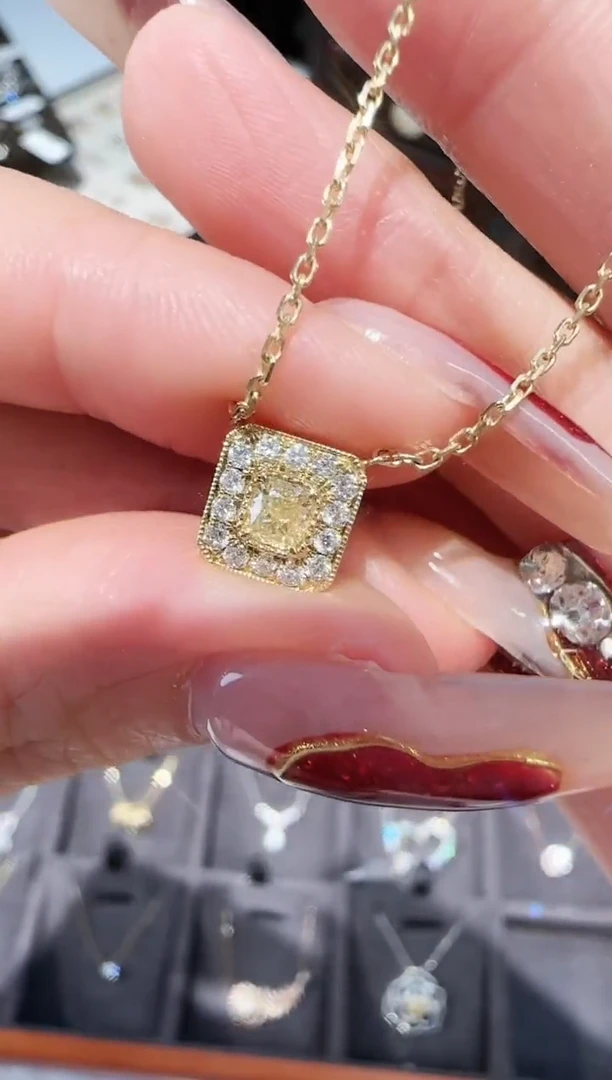 【闪购商品】钻石颈饰18K金镶嵌黄钻项链