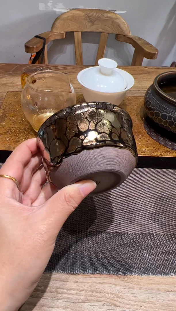 茶盏建窑建盏 金油滴星云钵