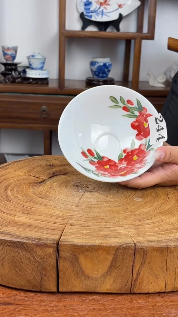 瓷片景德镇高温釉中彩-斗笠碗244