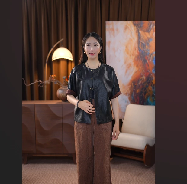 【景宁】双面双穿100%桑蚕丝香云纱新中式长袖宽松中国风外套