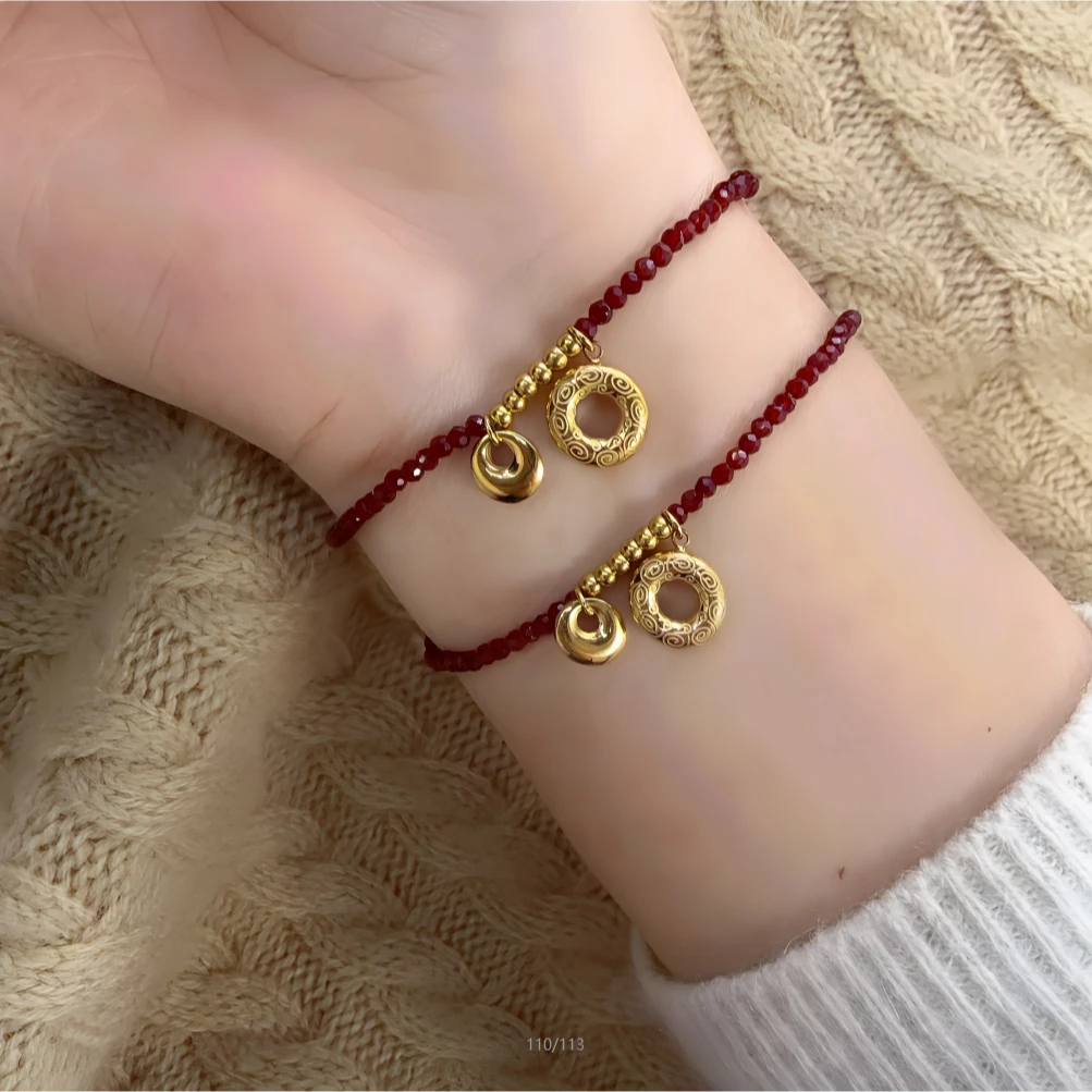 钛钢布艺手链 复古轻奢金色平安扣手链女2025新款百搭