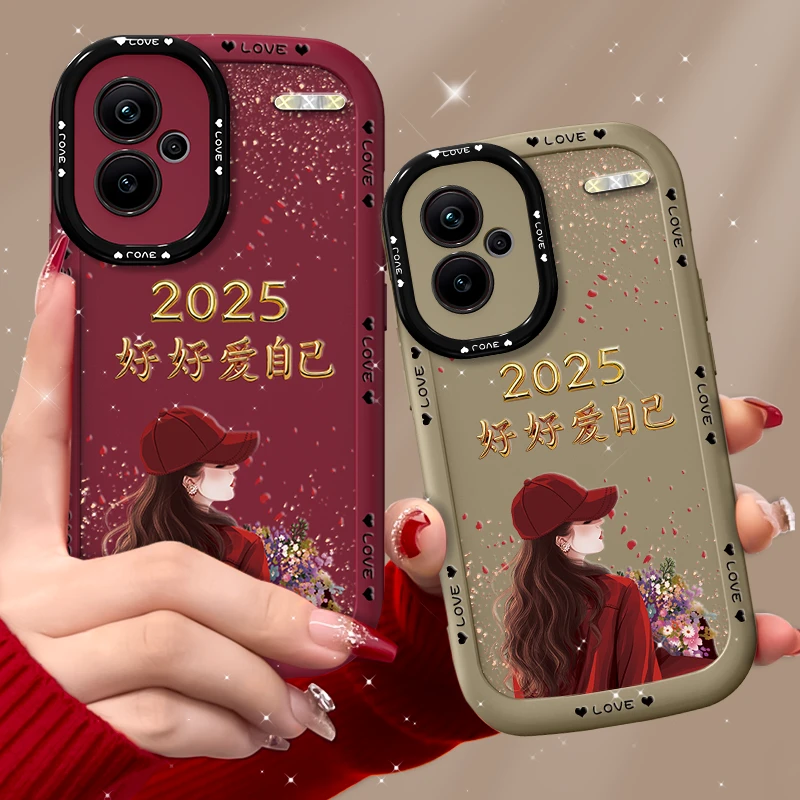 适用红米note13Proplus手机壳捧花爱自己泡芙壳硅胶软壳镜头全包