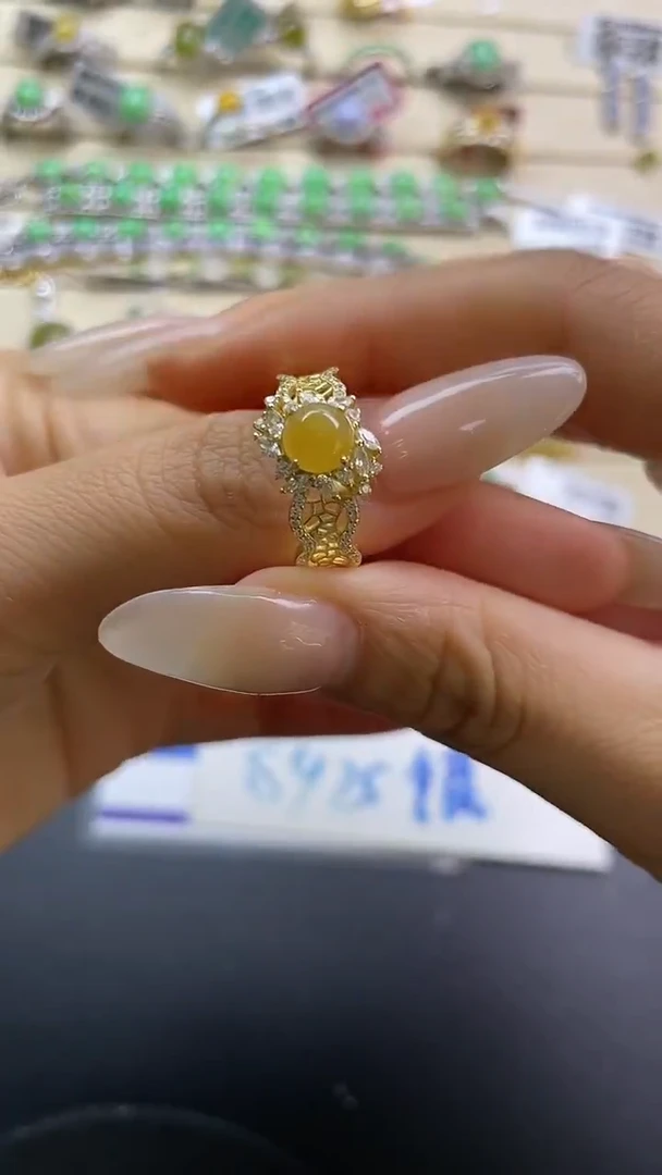 银S925镶嵌戒指翡翠翡翠 蛋面 银S925镶嵌