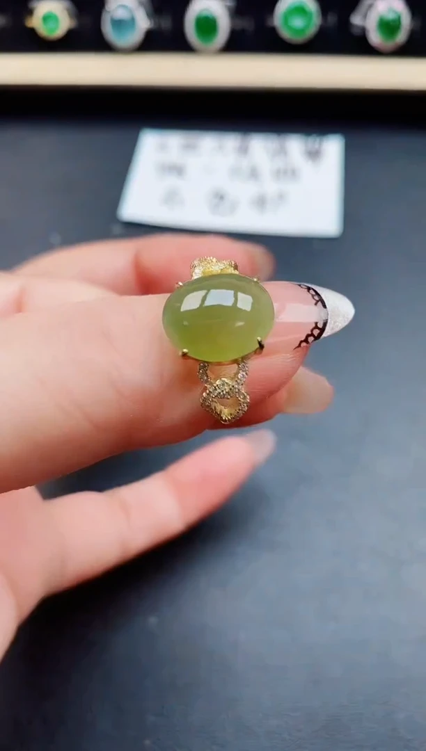 翡翠戒指银S925镶嵌50850