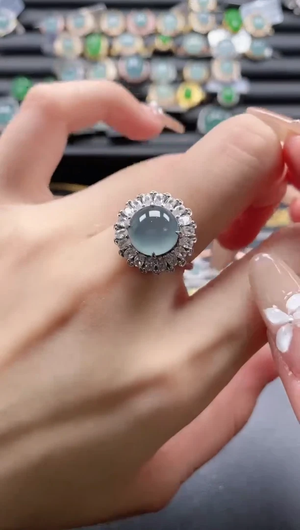 【闪购商品】翡翠戒指银S925镶嵌51511