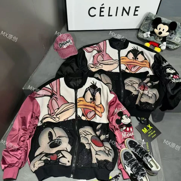 二龙欧货【米奇唐老鸭四宫格拼色外套】62219