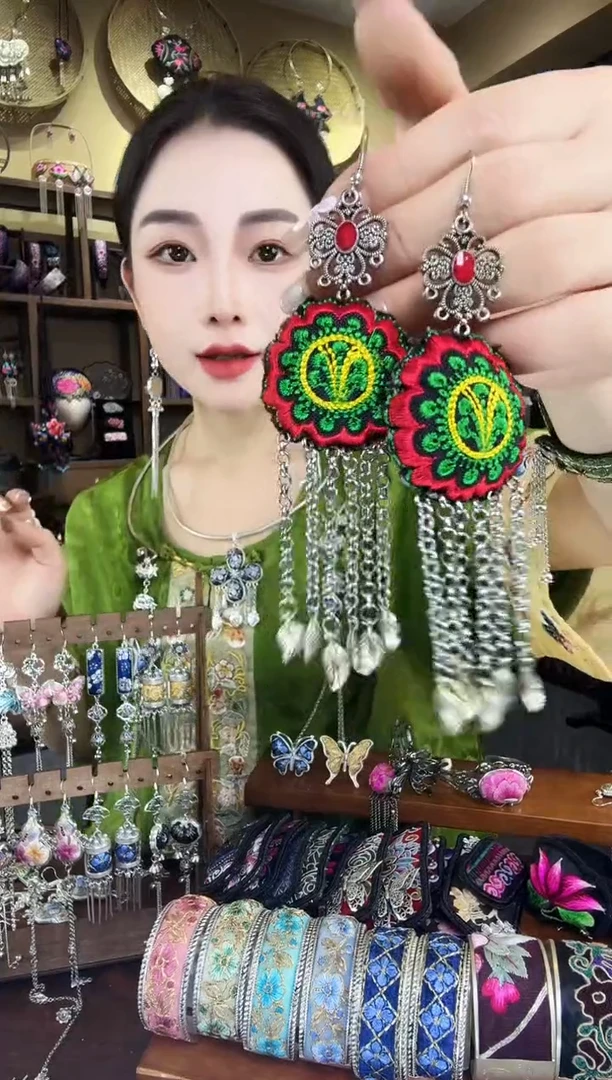 刺绣非遗刺绣民族风耳环