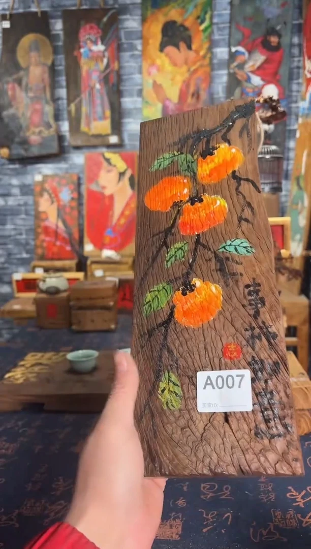 风化老门板丙烯画