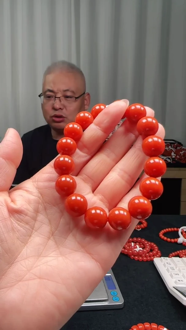 未镶嵌多样性发一件南红玛瑙【云端】柿锦红13.7mm保山圆珠单圈