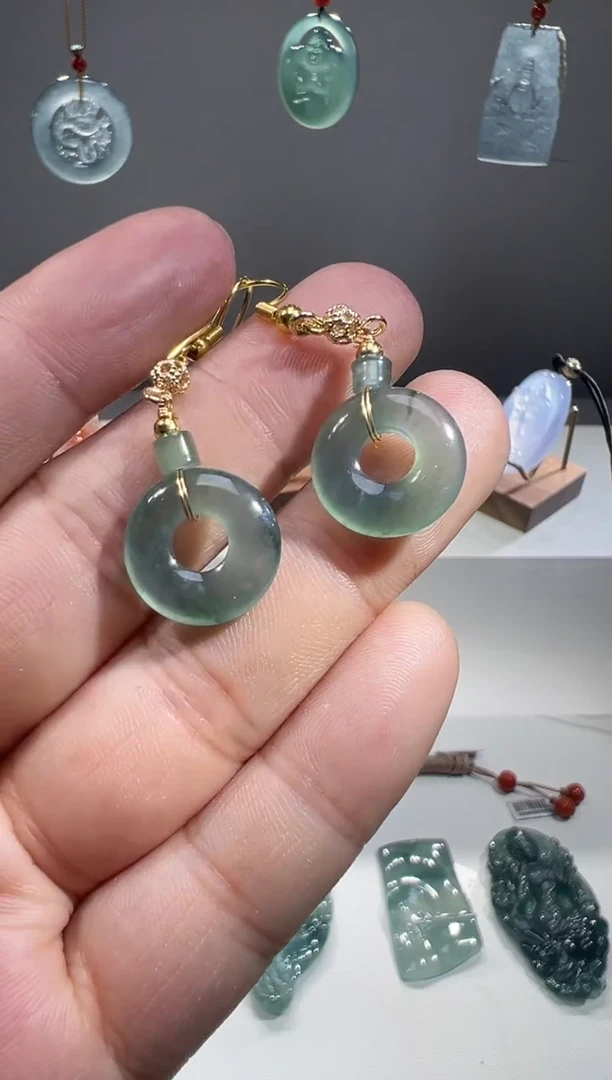 未镶嵌翡翠耳饰甜甜圈-多样性发其一