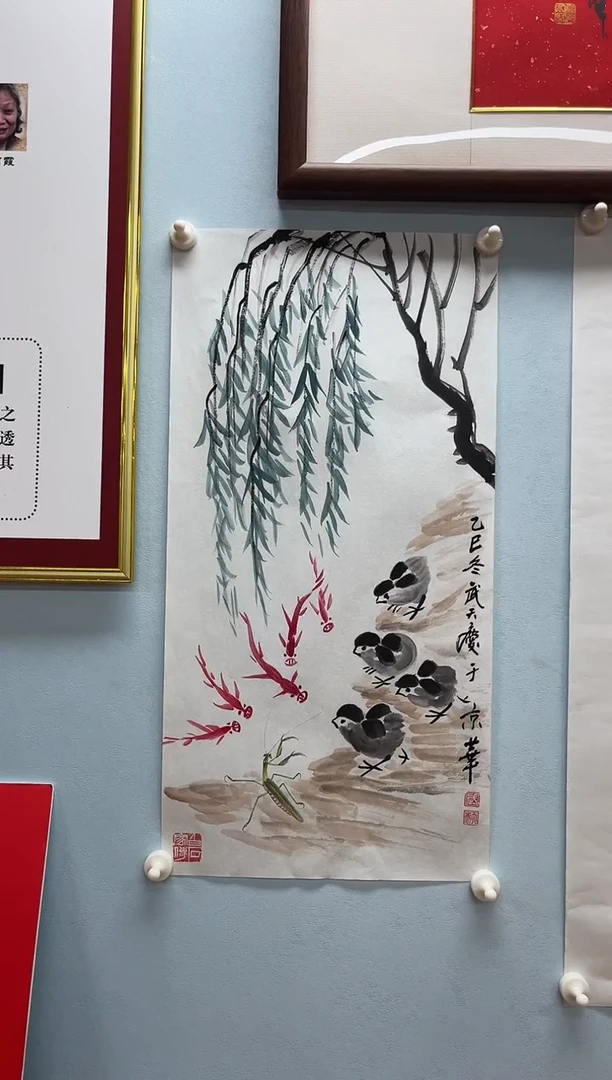 国画武天庆老师河边垂柳