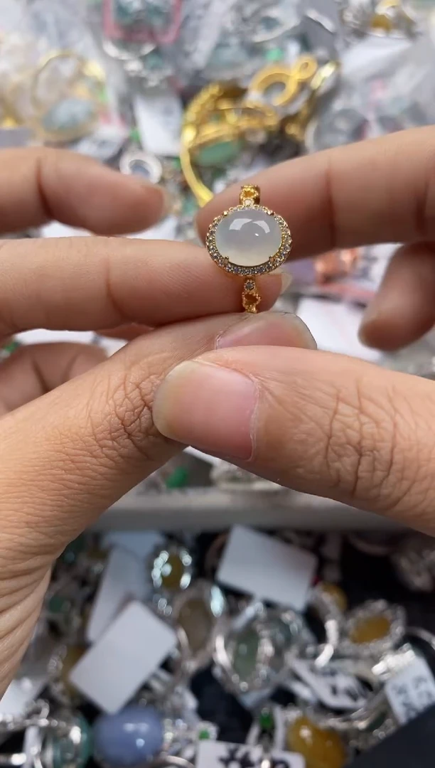 银S925镶嵌戒指翡翠777----7
