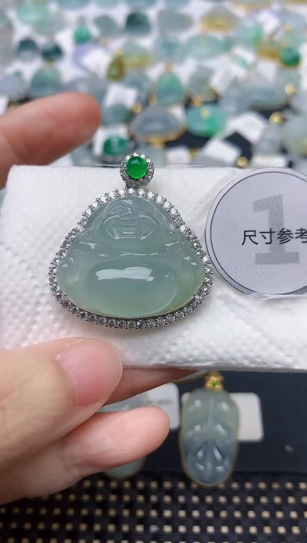 颈饰银S925镶嵌翡翠天然缅甸A货翡翠