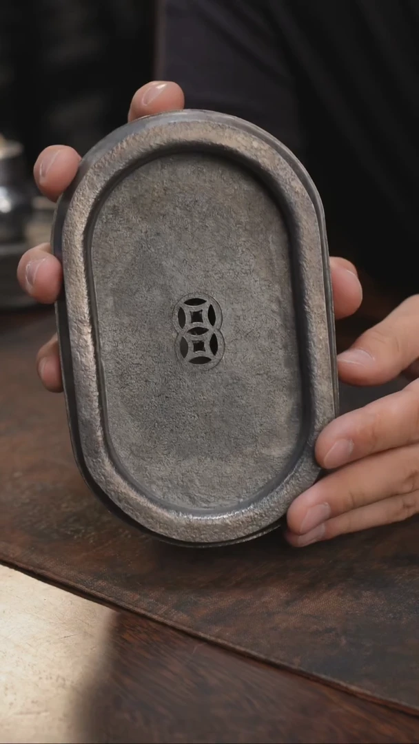 纯锡全手加厚双线椭圆壶承