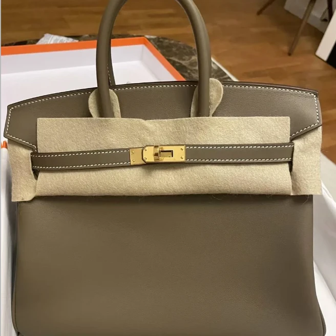 99新 Hermes/爱马仕 jf-400 小花Jerry Birkin 25 大象灰 X刻 包