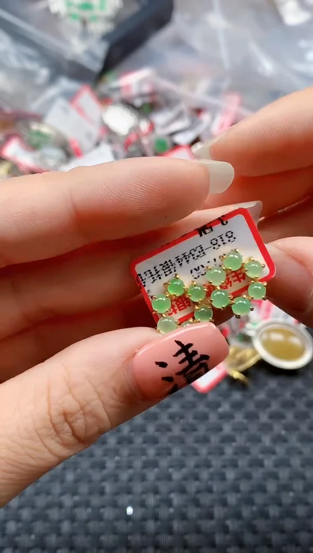 银S925镶嵌戒指翡翠天然A货缅甸翡翠