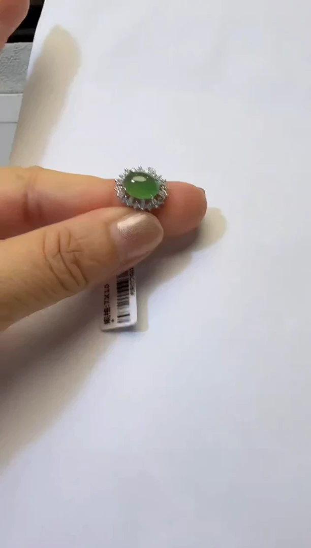 银S925镶嵌戒指翡翠925银镶缅甸A货翡翠戒指