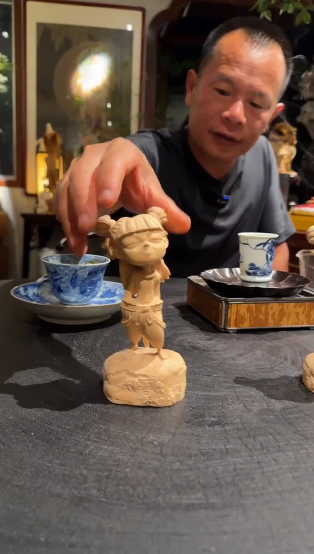 黄杨木哪吒小摆件