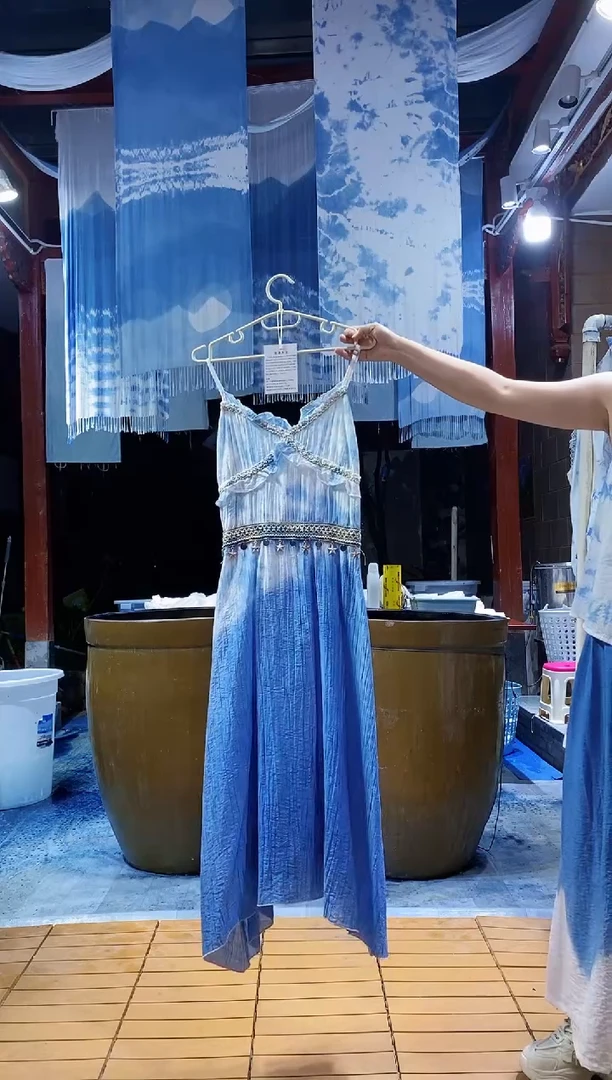 云浅蓝深 扎染服装 7939