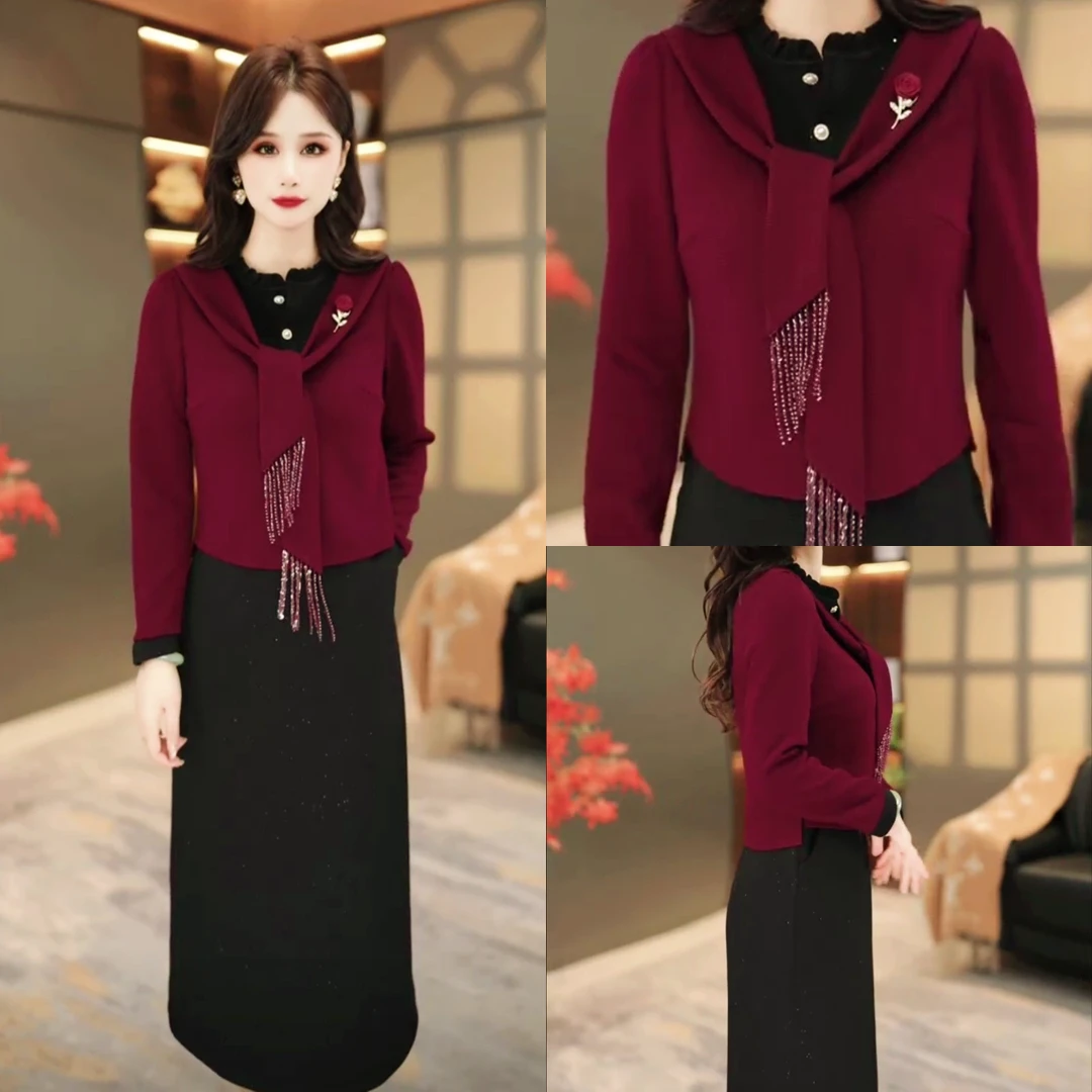 冬季时尚连衣裙2025冬季新款韩版显修身瘦气质遮肚裙子MY25Y2989