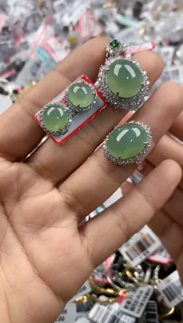 银S925镶嵌戒指翡翠4444----7