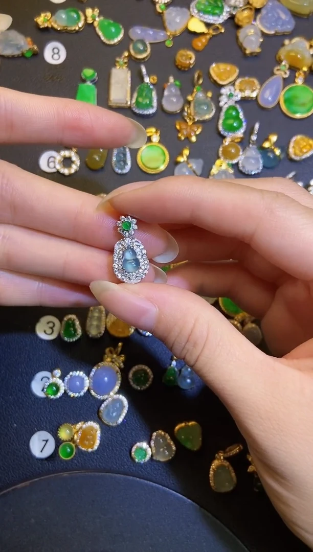 吊坠(不含链)银S925镶嵌翡翠1