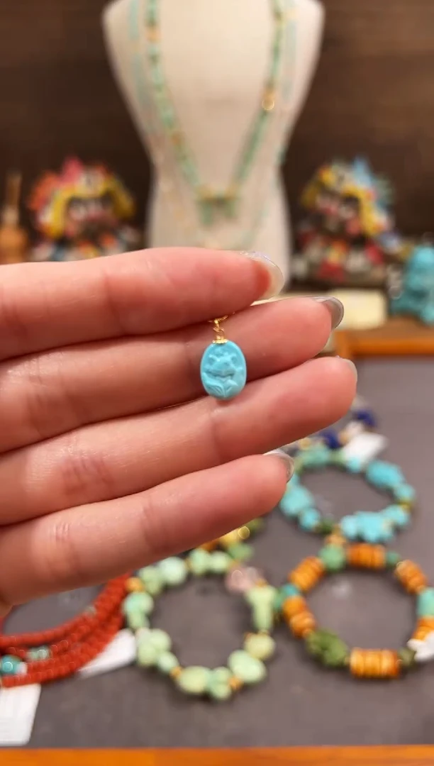 绿松石18K金镶嵌提溜绿松石提溜