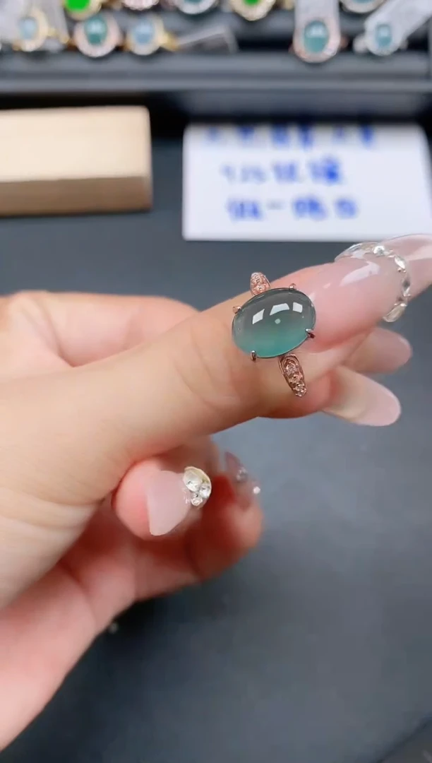 银S925镶嵌戒指翡翠1