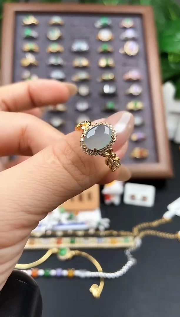 银S925镶嵌戒指翡翠12