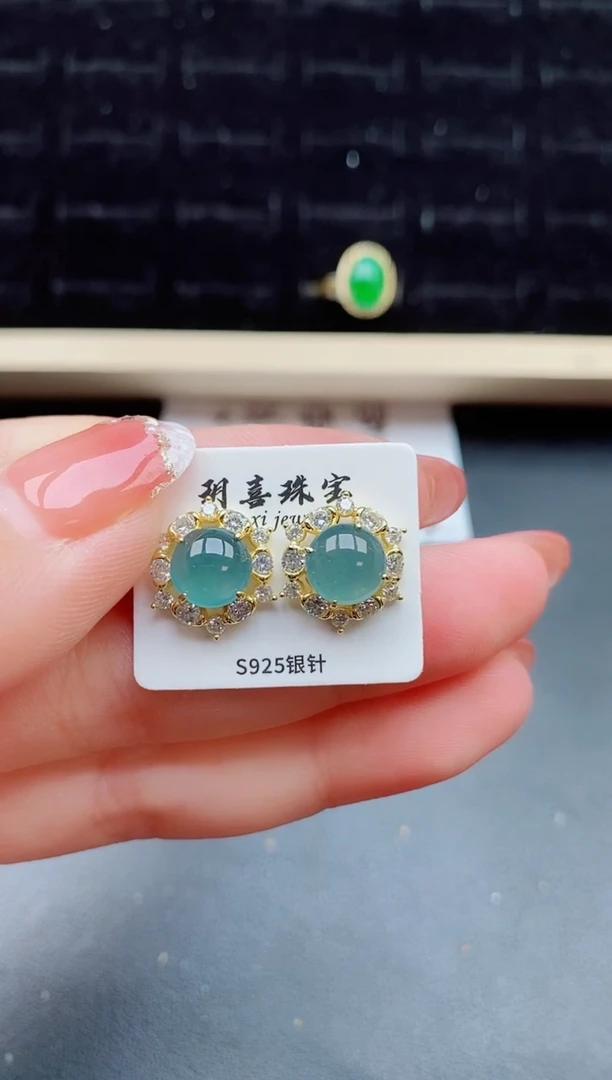 【闪购商品】翡翠耳饰银S925镶嵌565686